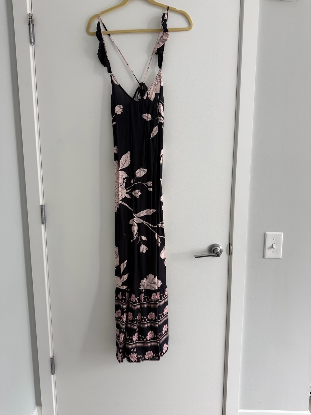 Maaji Black Maxi Dress with Pale Pink Floral Print